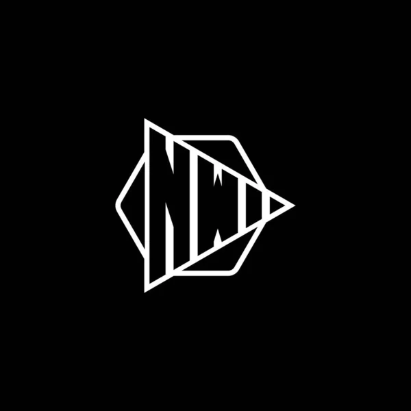 Монограма Літери Логотипу Трикутною Кнопкою Відтворення Форму Шестикутної Округлої Логотип — стоковий вектор