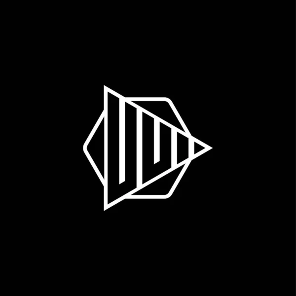 Монограма Літери Логотипу Трикутною Кнопкою Відтворення Форми Шестикутної Округлої Логотип — стоковий вектор