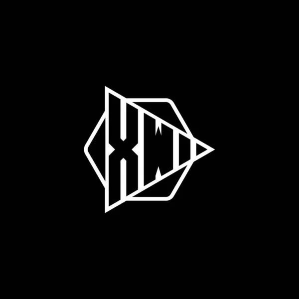 Monogram Logo Harfi Üçgen Oynatma Düğmesi Şeklinde Altıgen Yuvarlak Üçgen — Stok Vektör