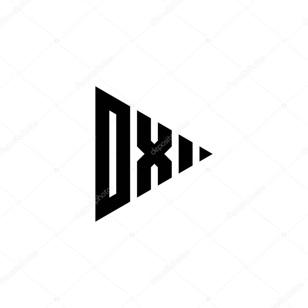 OX Monogram logo letter with triangle play button shape style on isolated background. Triangle monogram logo, triangle play logo letter.