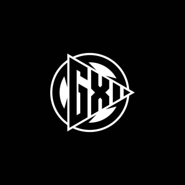 GX Monogram logo harfi üçgen oyun şekli ve izole arkaplanda yuvarlak biçimli daire şeklinde. Üçgen çember monogram logosu, üçgen çalma düğmesi logosu harfi.