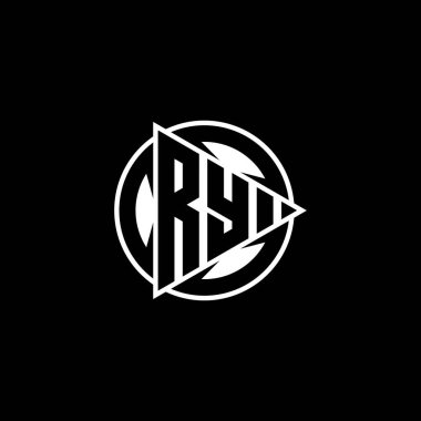 RY Monogram logo harfi üçgen oyun şekli ve izole arkaplanda yuvarlak biçimli daire şeklinde. Üçgen çember monogram logosu, üçgen çalma düğmesi logosu harfi.
