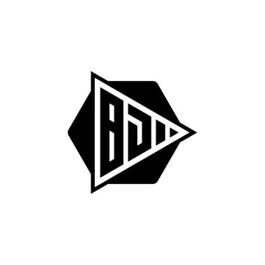 BD Monogram logo harfinin üçgen düğmeli şekli altıgen yuvarlak. Üçgen çember monogram logosu, üçgen kalkan logosu harfi.