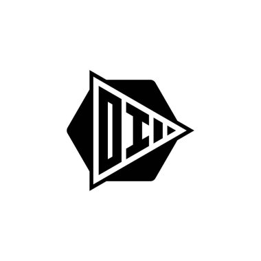 Üçgen tuşlu, altıgen şekilli, eski monogram logo harfi. Üçgen çember monogram logosu, üçgen kalkan logosu harfi.