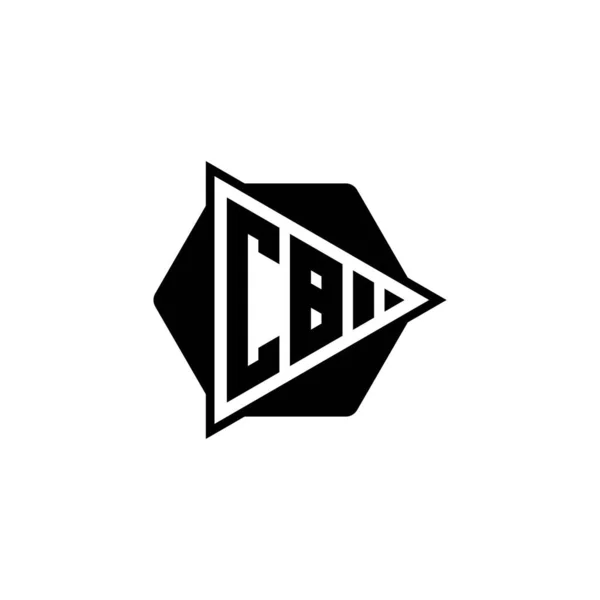 Monogram Logo Lettera Con Triangolo Gioco Pulsante Forma Esagonale Arrotondata — Vettoriale Stock