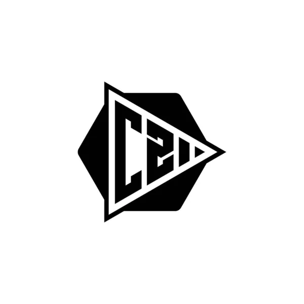 Logo Monogramu Písmeno Trojúhelníkovým Tvarem Tlačítka Zaoblené Šestiúhelníkem Triangle Circle — Stockový vektor