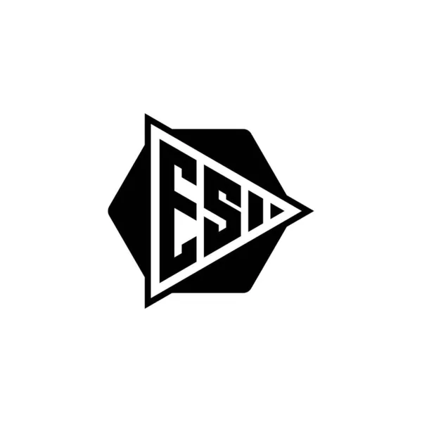 Monogram Logo Harfi Üçgen Oynat Düğmesi Şeklinde Altıgen Yuvarlak Üçgen — Stok Vektör