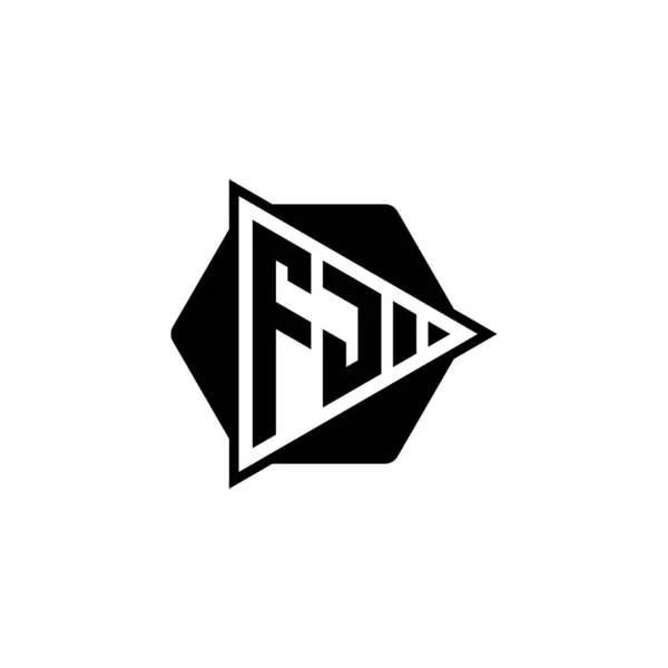 Monogram Logo Letter Met Driehoek Play Knop Vorm Zeshoekig Afgerond — Stockvector