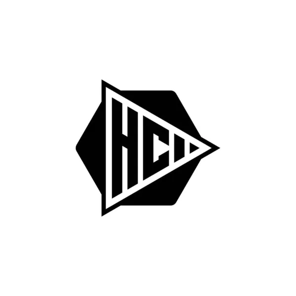 Monogram Logo Letter Triangle Play Button Shape Hexagonal Rounded Logotipo —  Vetores de Stock