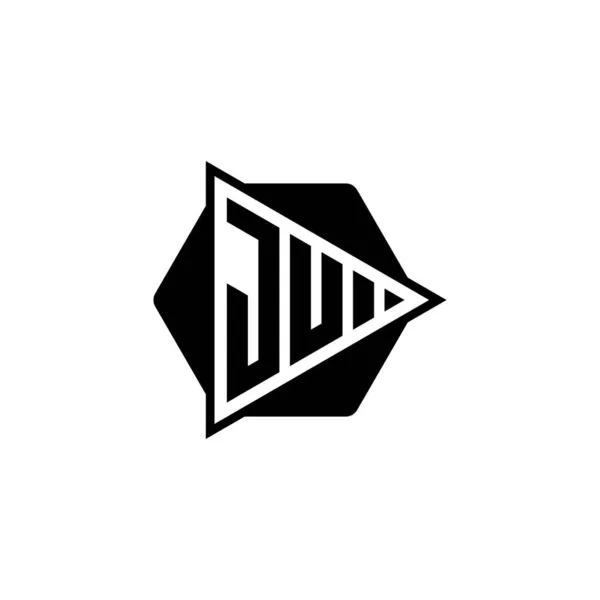 Monogram 로고는 삼각형 모양의 육각형 모양을 가지고 삼각형의 모노그램 삼각형 — 스톡 벡터
