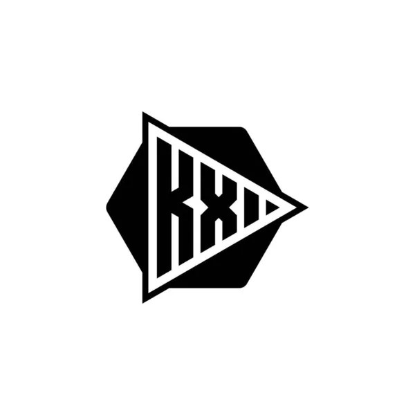 Üçgen Oynatma Düğmesi Şekilli Altıgen Yuvarlanmış Monogram Logo Harfi Üçgen — Stok Vektör