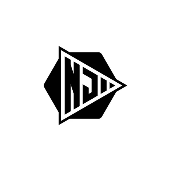 Monograma Logotipo Letra Com Forma Botão Jogo Triângulo Hexagonal Arredondado — Vetor de Stock