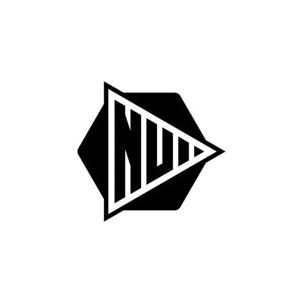 Logo Monogram Litery Trójkątnym Kształcie Przycisku Odtwarzania Sześciokątne Zaokrąglone Logo — Wektor stockowy