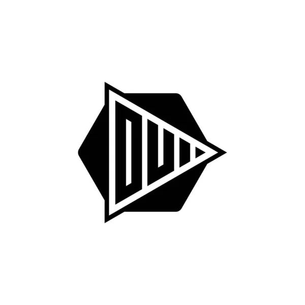 Litera Logo Monogramu Sześciokątnym Zaokrąglonym Przyciskiem Odtwarzania Logo Monografii Trójkąta — Wektor stockowy
