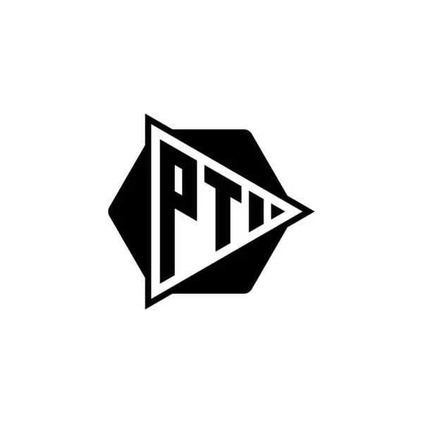 Monogram Logo Letter Triangle Play Button Shape Hexagonal Rounded Logotipo — Vetor de Stock