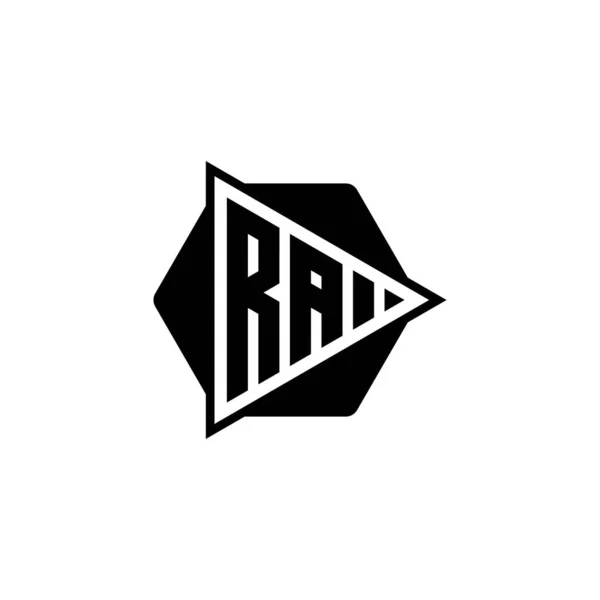 Monogram Logotyp Bokstav Med Triangel Play Knapp Form Sexkantiga Rundade — Stock vektor