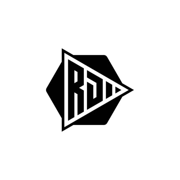 Monogram Logo Letra Con Forma Botón Juego Triangular Redondeado Hexagonal — Vector de stock