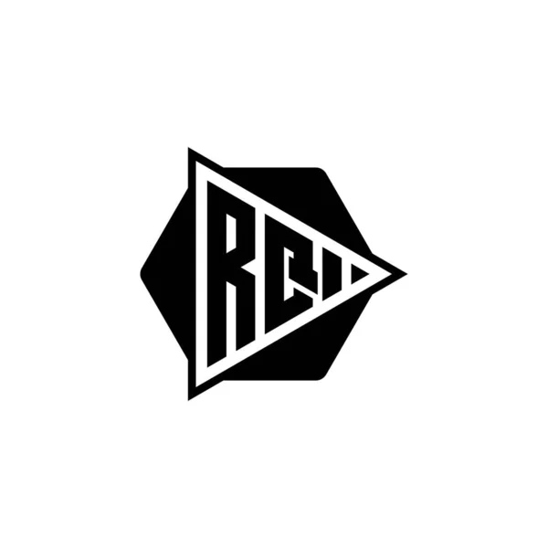 Monogram Logo Letra Con Forma Botón Juego Triángulo Redondeado Hexagonal — Vector de stock