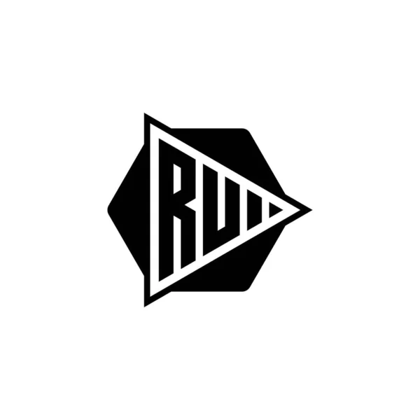 Логотип Літери Monogram Кнопкою Відтворення Трикутника Має Шестикутну Округлу Форму — стоковий вектор