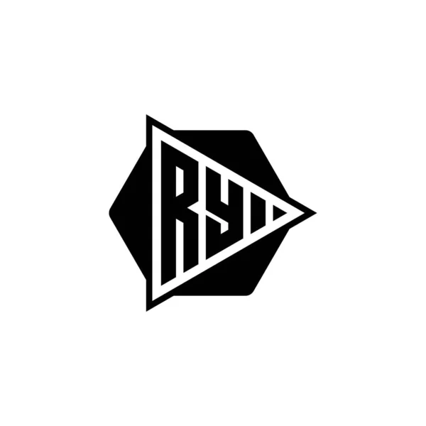 Буква Логотипа Monogram Треугольной Играющей Кнопкой Шестиугольной Формы Логотип Треугольной — стоковый вектор