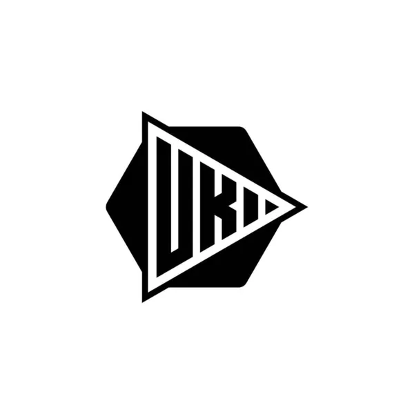 Birleşik Krallık Monogram Logo Harfinde Altıgen Şeklinde Üçgen Oynatma Düğmesi — Stok Vektör