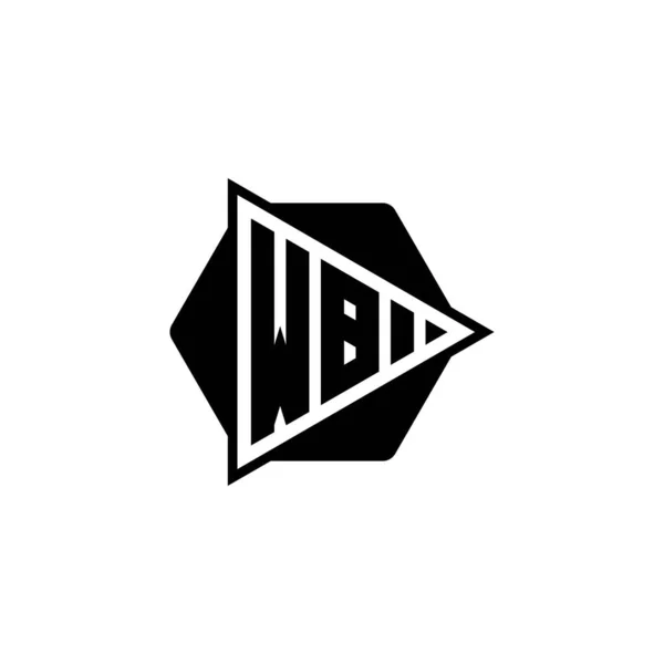 Logo Monogram Lettera Con Triangolo Giocare Forma Pulsante Esagonale Arrotondato — Vettoriale Stock