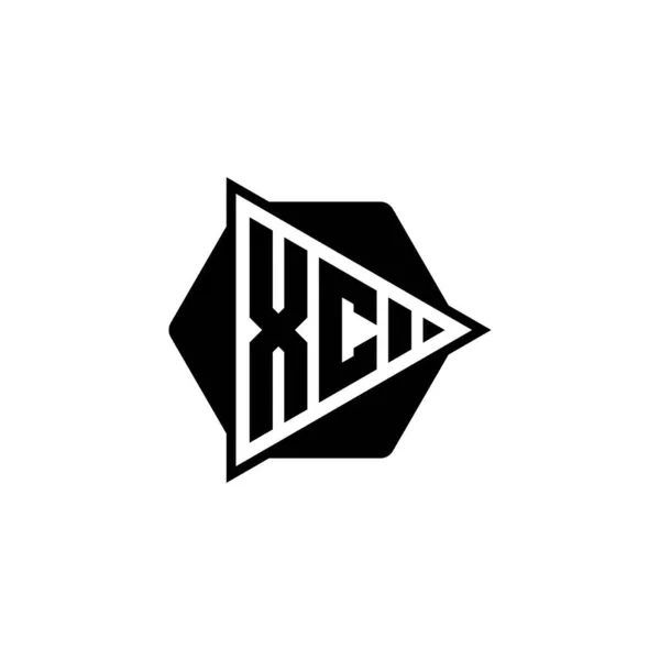 Monogram Logo Harfi Üçgen Oynatma Düğmesi Şeklinde Altıgen Yuvarlak Üçgen — Stok Vektör