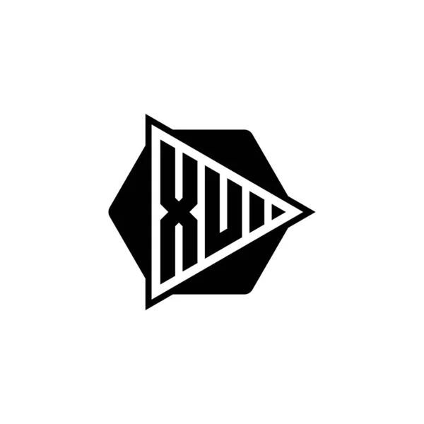 Lettera Logo Monogram Con Triangolo Forma Pulsante Gioco Esagonale Arrotondato — Vettoriale Stock