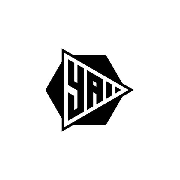 Üçgen Tuşlu Altıgen Şekilli Monogram Logo Harfi Üçgen Çember Monogram — Stok Vektör