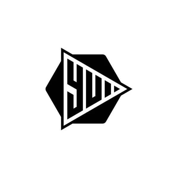 Monogram Logo Písmeno Trojúhelníkem Hrací Tlačítko Tvar Šestiúhelníkový Zaoblený Triangle — Stockový vektor