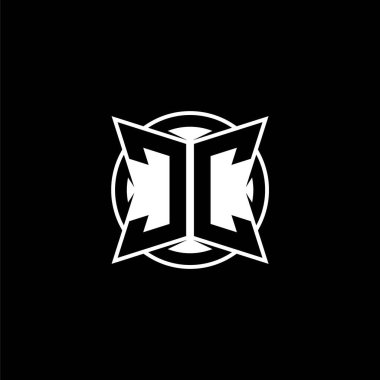 Basit modern şekil tasarımlı CC Monogram logo harfi. Yuvarlak yuvarlak monogram logosu.