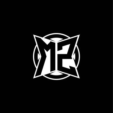 Basit modern şekil tasarımlı MZ Monogram logo harfi. Yuvarlak yuvarlak monogram logosu.