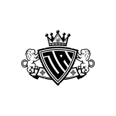 Başsavcı Monogram logo mektubu ve basit kalkan taç tasarımı. Lüks monogram, aslan lüksü logosu.,
