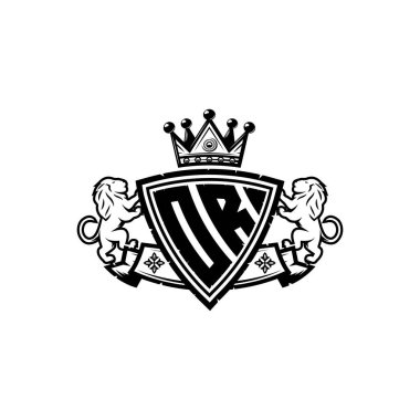 Ya da basit kalkan taç tasarımlı monogram logo harfi. Lüks monogram, aslan lüksü logosu.,