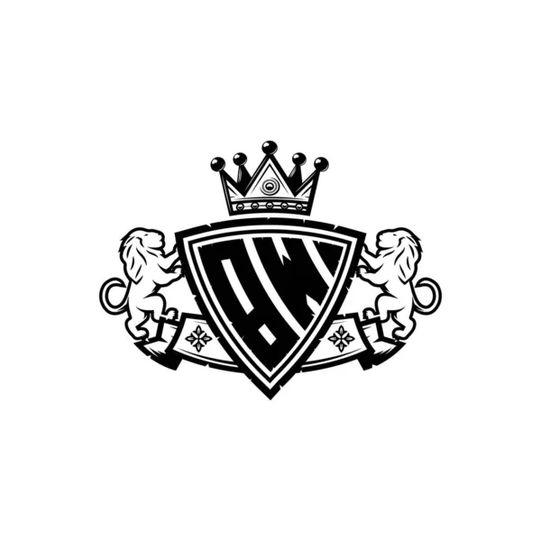 Monogram Logo Lettre Avec Simple Bouclier Conception Style Couronne Monogramme — Image vectorielle