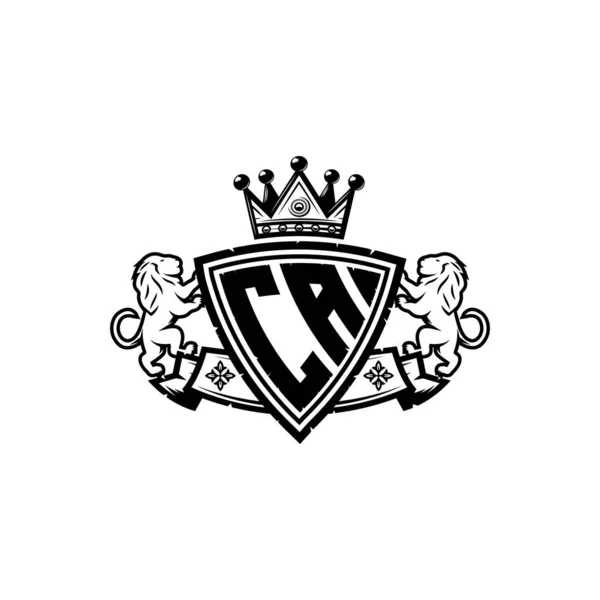 Carta Logotipo Monogram Com Design Simples Estilo Coroa Escudo Monograma — Vetor de Stock