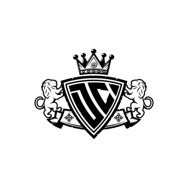 Monogram Logo Lettera Con Design Semplice Scudo Corona Stile Monogramma — Vettoriale Stock