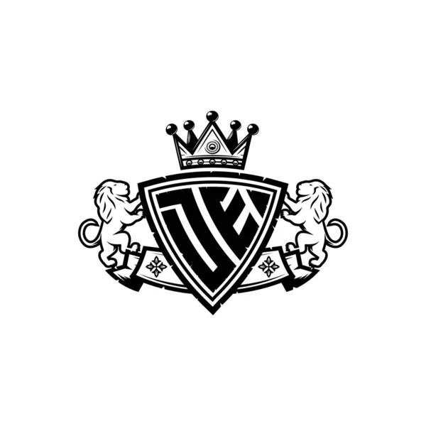 Monogram Logo Lettera Con Disegno Semplice Scudo Corona Stile Monogramma — Vettoriale Stock