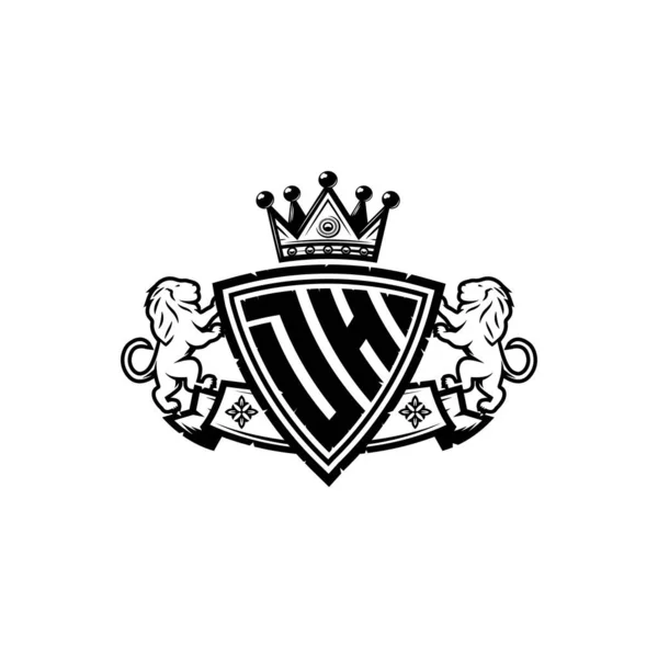 Dh单字标识字母与简单盾冠风格的设计 冒牌货 狮子奢侈标志 — 图库矢量图片