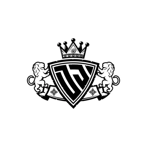 Lettera Con Logo Monogram Con Design Semplice Stile Corona Scudo — Vettoriale Stock