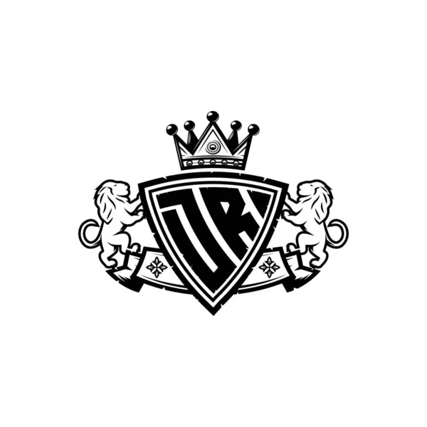 Monogram Logo Lettera Con Disegno Semplice Scudo Corona Stile Monogramma — Vettoriale Stock