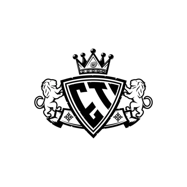 Monogram Logo Buchstabe Mit Einfachem Schild Krone Stil Design Luxuriöses — Stockvektor