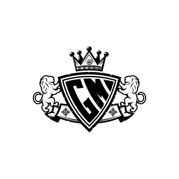 Буква Логотипа Коронным Дизайном Simple Shield Роскошная Монограмма Логотип Льва — стоковый вектор
