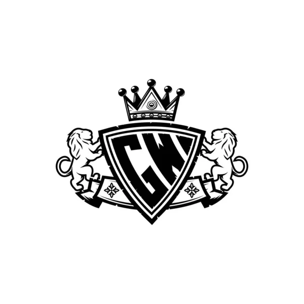 Monogram Logo Letra Con Diseño Estilo Corona Escudo Simple Lujoso — Vector de stock