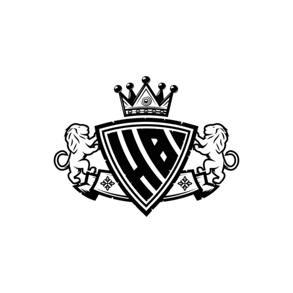 Carta Logotipo Monograma Com Design Simples Escudo Coroa Estilo Monograma —  Vetores de Stock