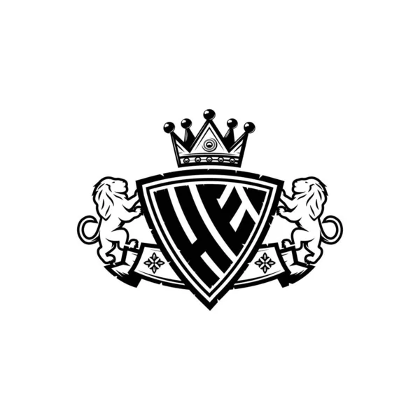 Monograma Logotipo Carta Com Design Simples Escudo Coroa Estilo Monograma —  Vetores de Stock