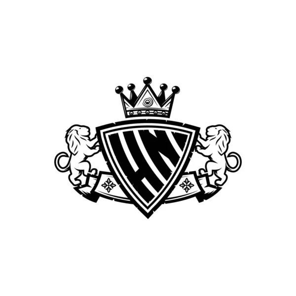 Mm logo monogram emblem style with crown shape Vector Image