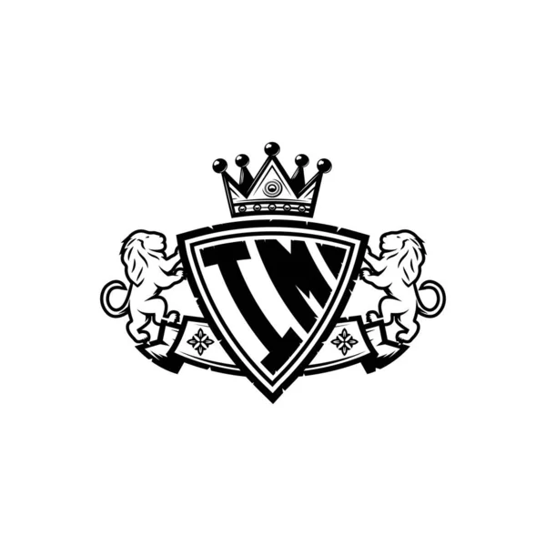 Simple Shield Crown Tarzı Tasarlanmış Monogram Logo Mektubu Lüks Monogram — Stok Vektör