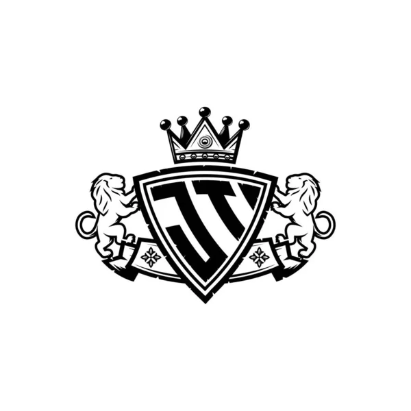 Lettera Logo Monogram Con Design Semplice Stile Corona Scudo Monogramma — Vettoriale Stock