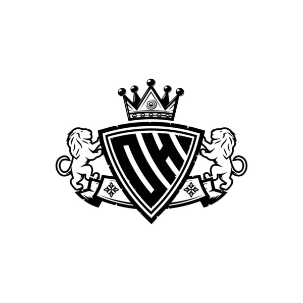 Monograma Logotipo Carta Com Design Simples Escudo Coroa Estilo Monograma — Vetor de Stock